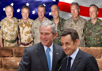 George W. Bush y Nicolás Sarkozy