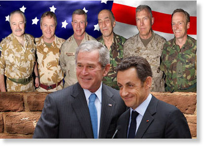 George W. Bush y Nicolás Sarkozy