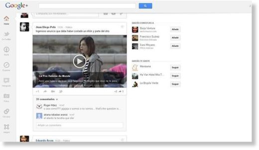 espacio en blanco de Google+