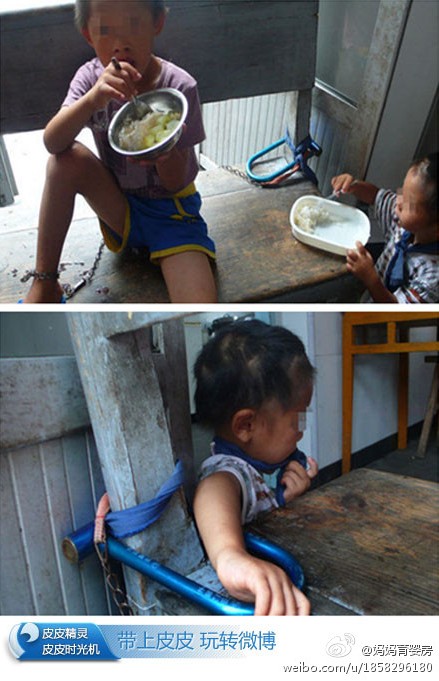huérfanos encadenados en China