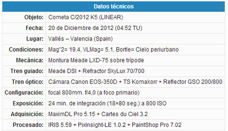 cometa C2012 K5-2