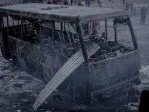 bus quemado, Ucrania, 2014
